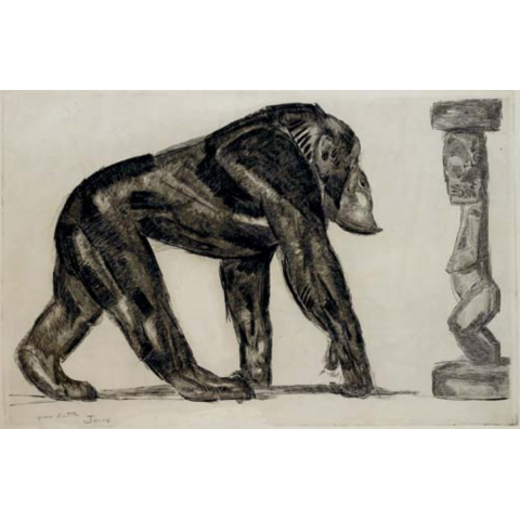 Chimpanzé à la statue Baoulé, Vers 912.